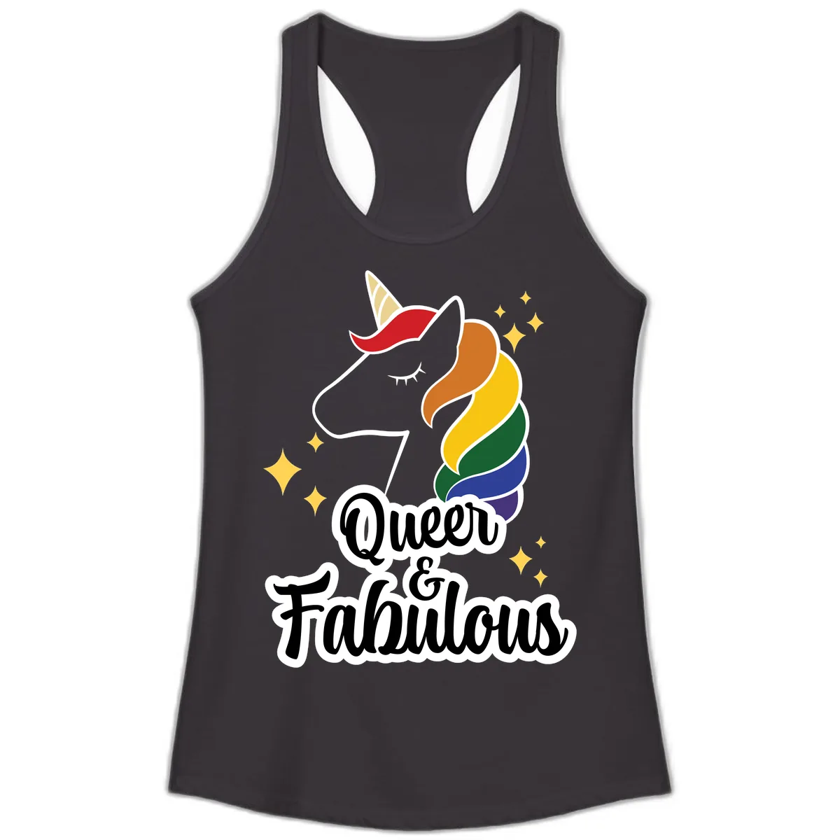 Queen & Fabulous Unicorn Ladies Tank in Black