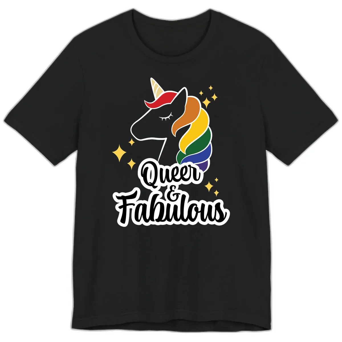Queen & Fabulous Unicorn Premium T-Shirt in Black