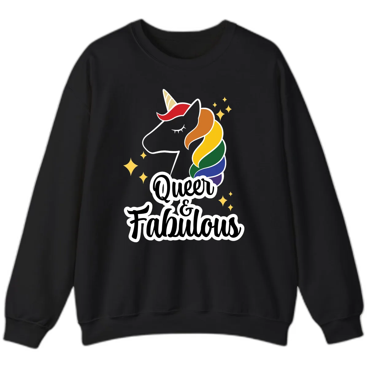 Queen & Fabulous Unicorn Sweatshirt in Black