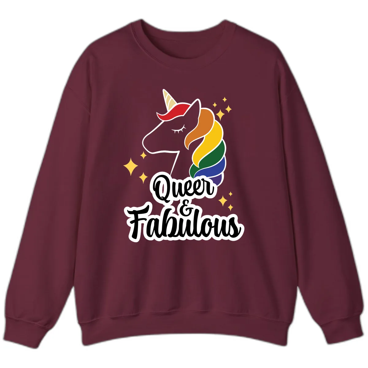 Queen & Fabulous Unicorn Sweatshirt in Maroon