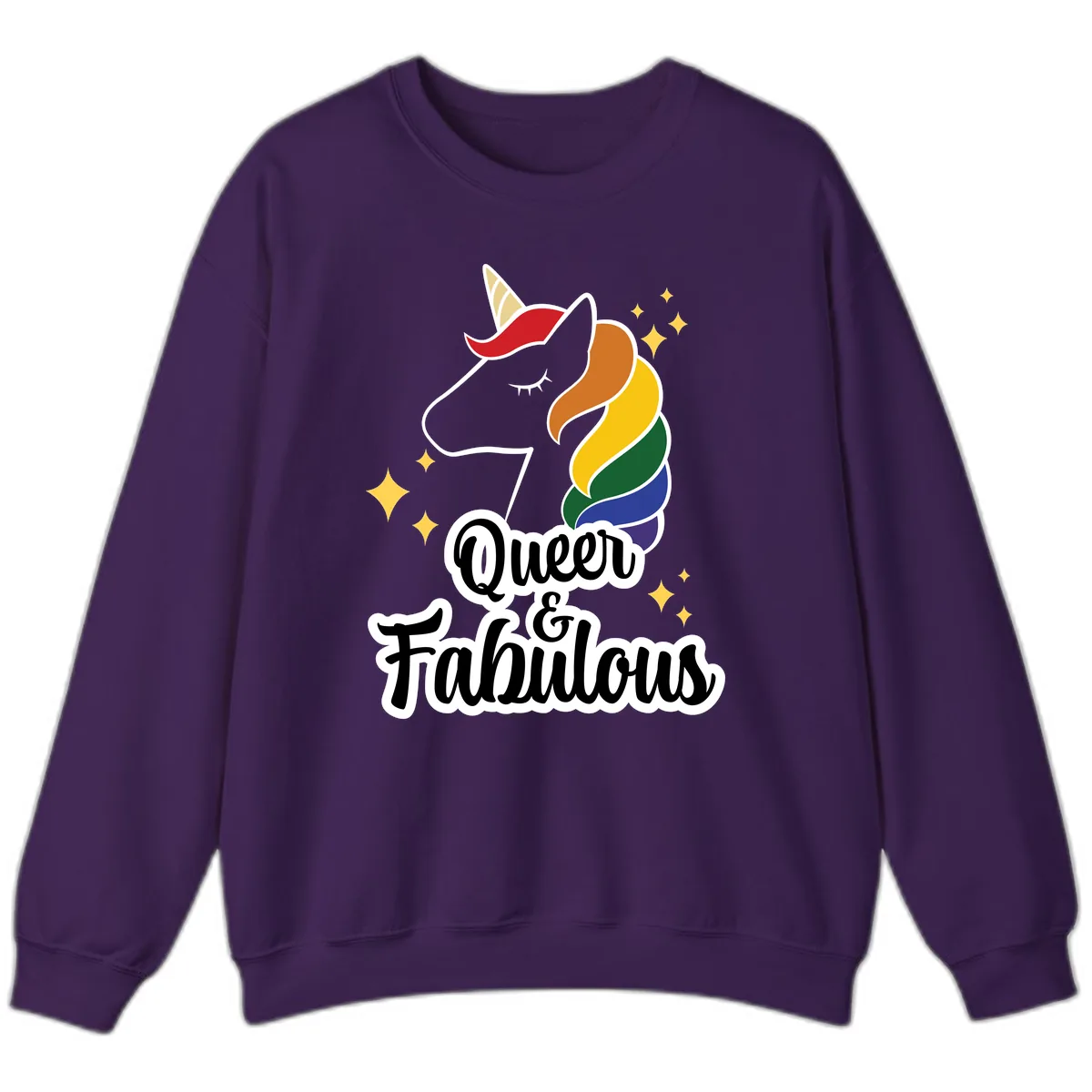 Queen & Fabulous Unicorn Sweatshirt in Purple