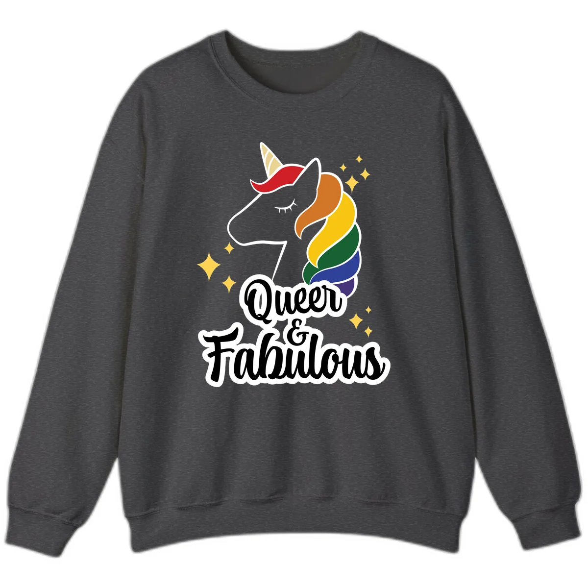 Queen & Fabulous Unicorn Sweatshirt in Dark Heather