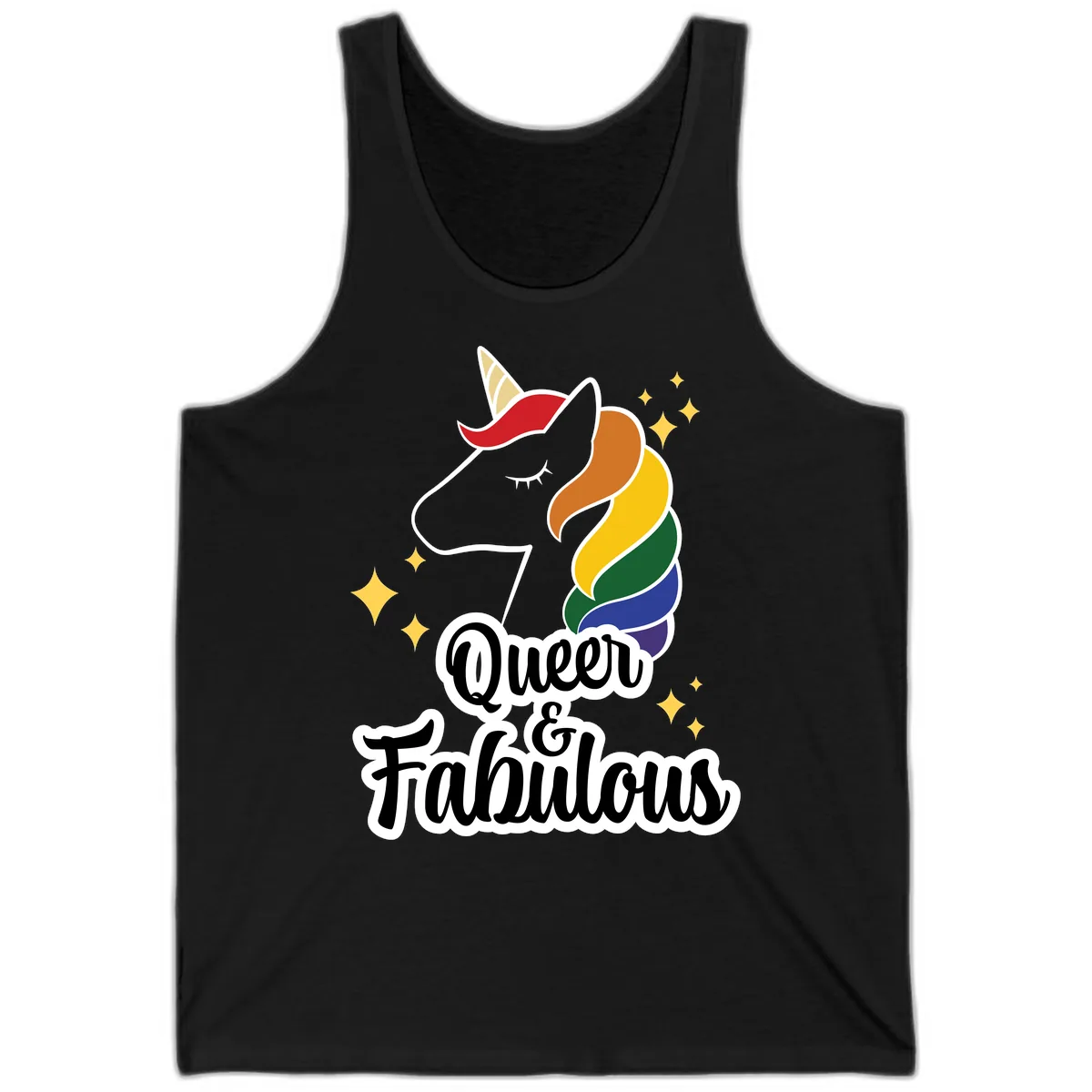 Queen & Fabulous Unicorn Tank in Black