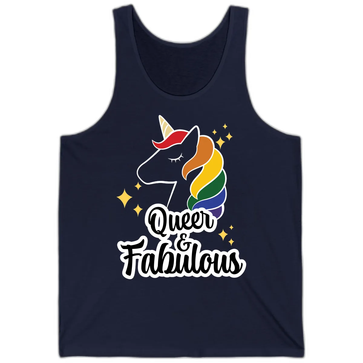 Queen & Fabulous Unicorn Tank in Navy
