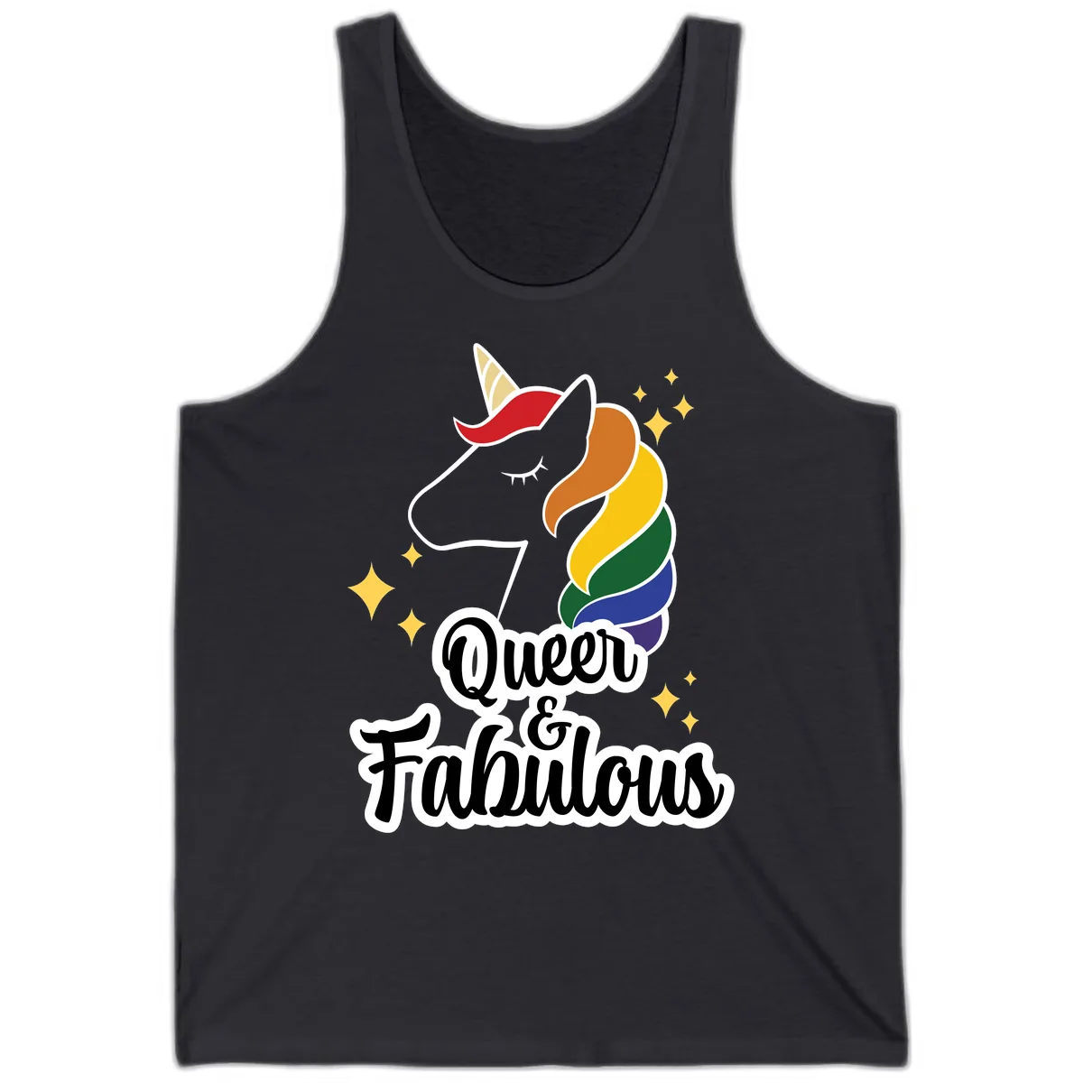 Queen & Fabulous Unicorn Tank in Dark Grey