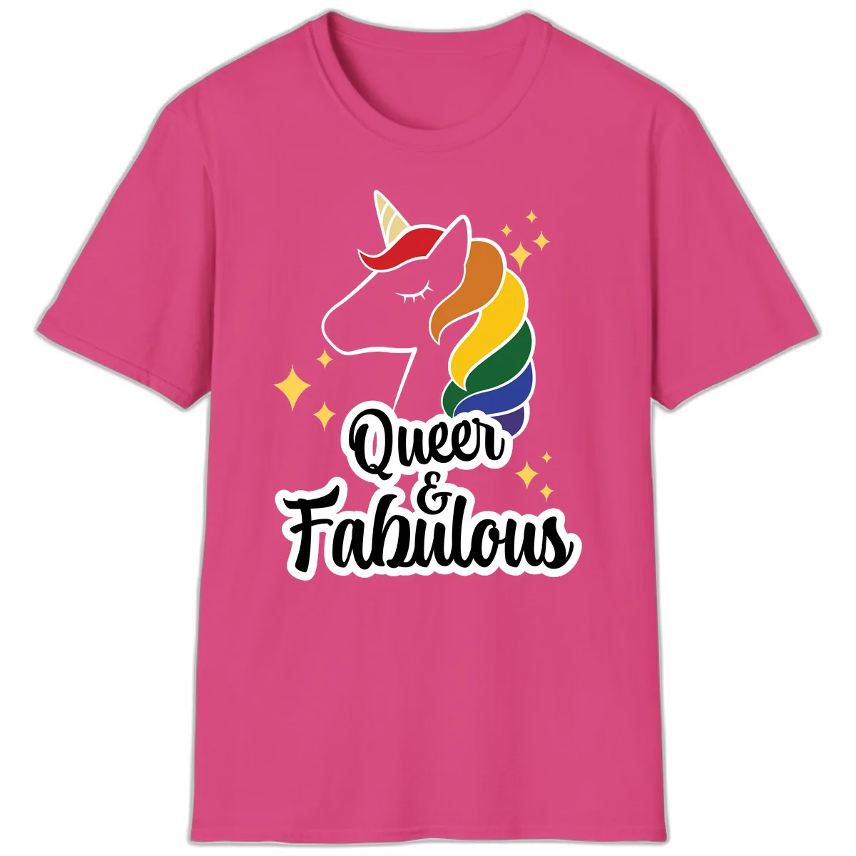 Queen & Fabulous Unicorn T-Shirt in Heliconia