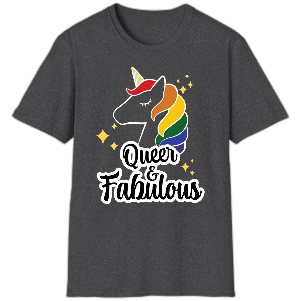 Queen & Fabulous Unicorn T-Shirt in Dark Heather