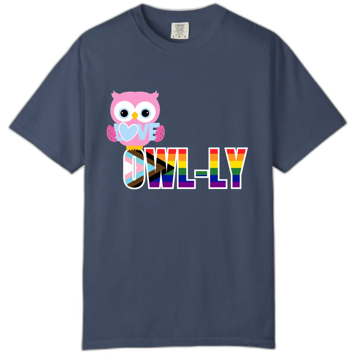 Owl Love Is Love Rainbow Pride Comfort Color in Midnight