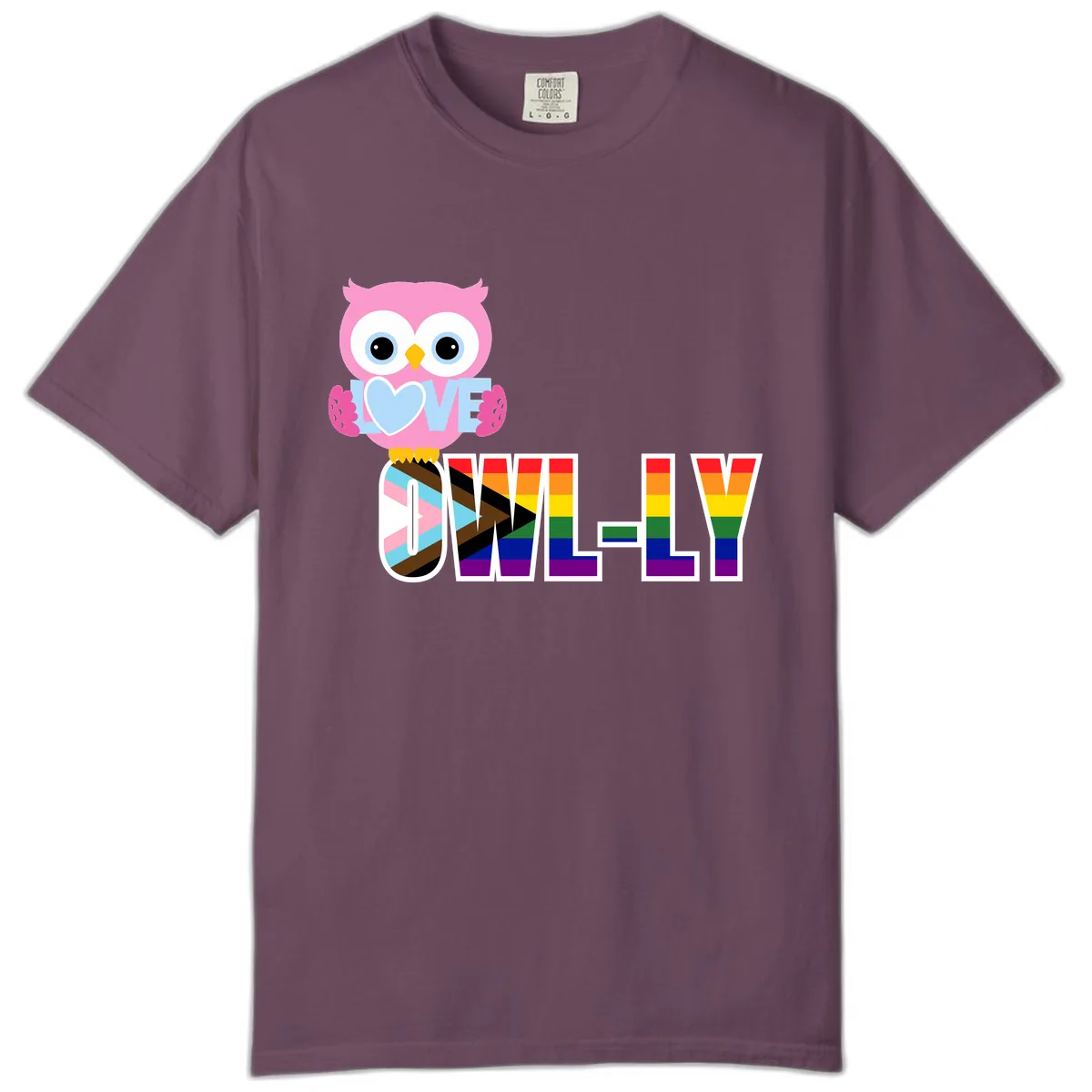 Owl Love Is Love Rainbow Pride Comfort Color in Berry