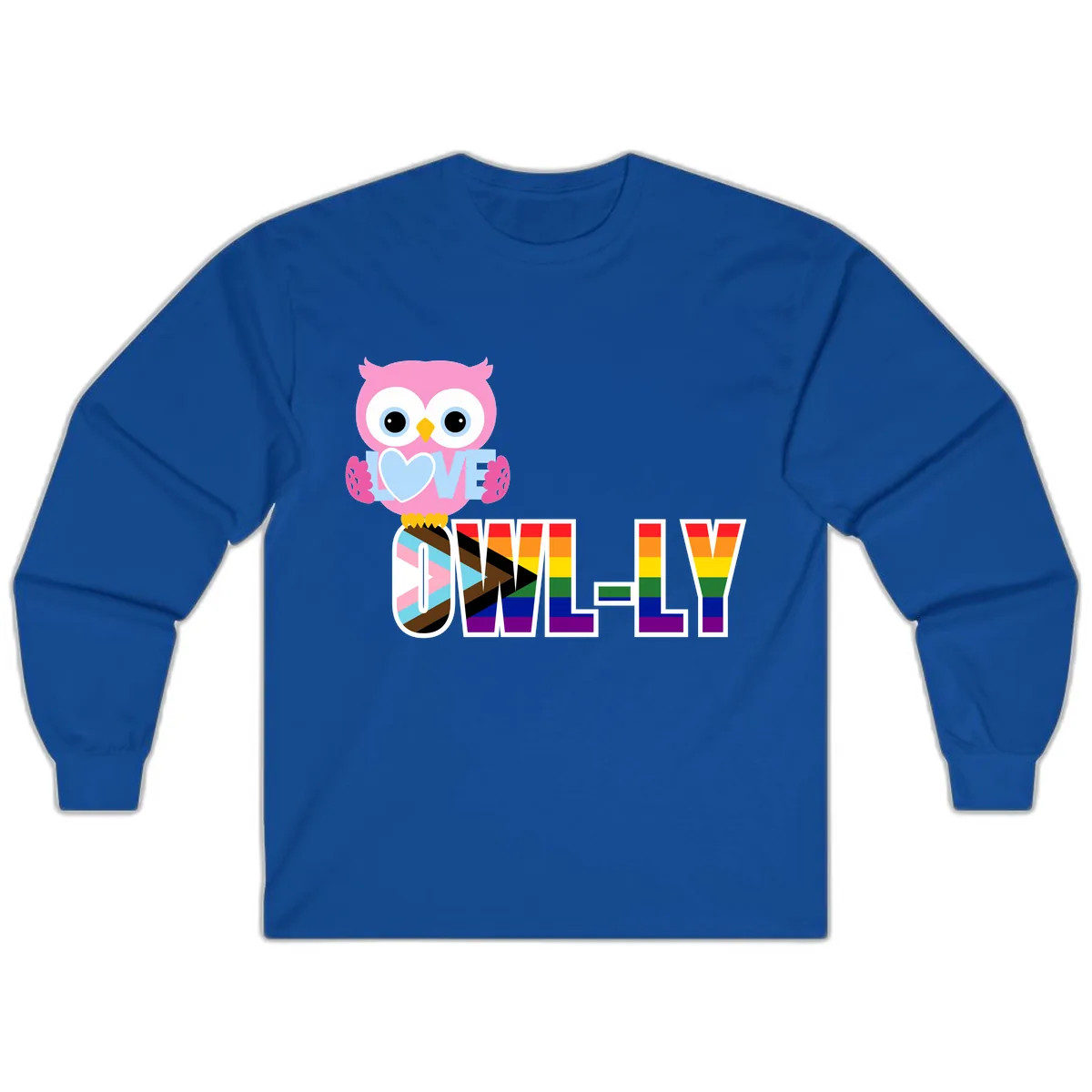 Owl Love Is Love Rainbow Pride Long Sleeve in Royal