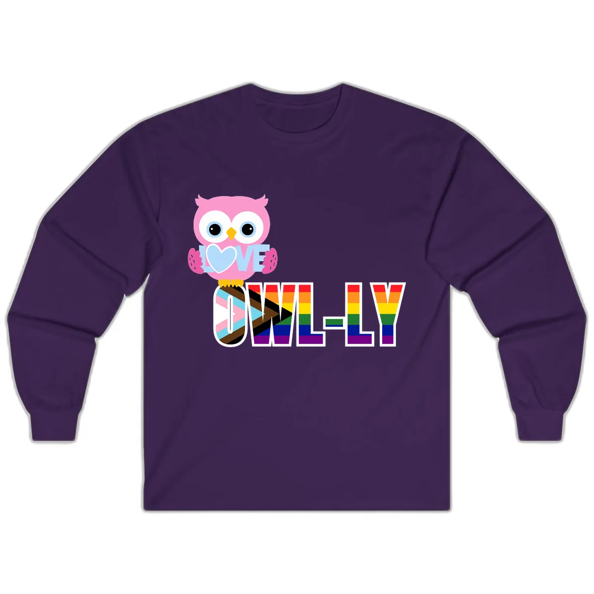 Owl Love Is Love Rainbow Pride Long Sleeve in Purple
