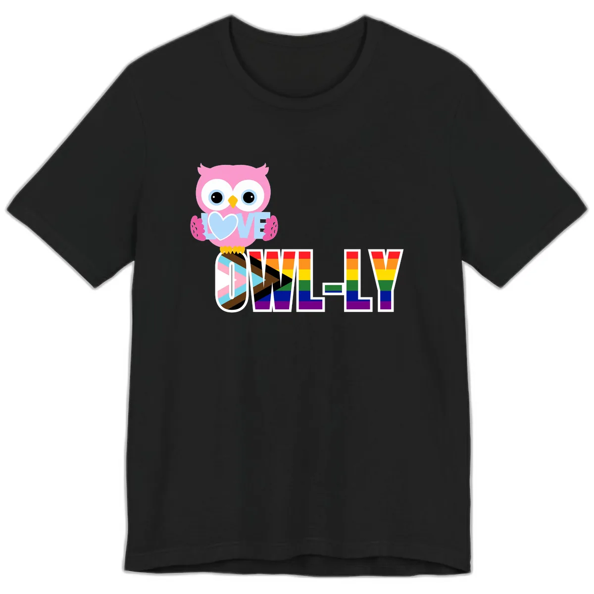 Owl Love Is Love Rainbow Pride Premium T-Shirt in Black