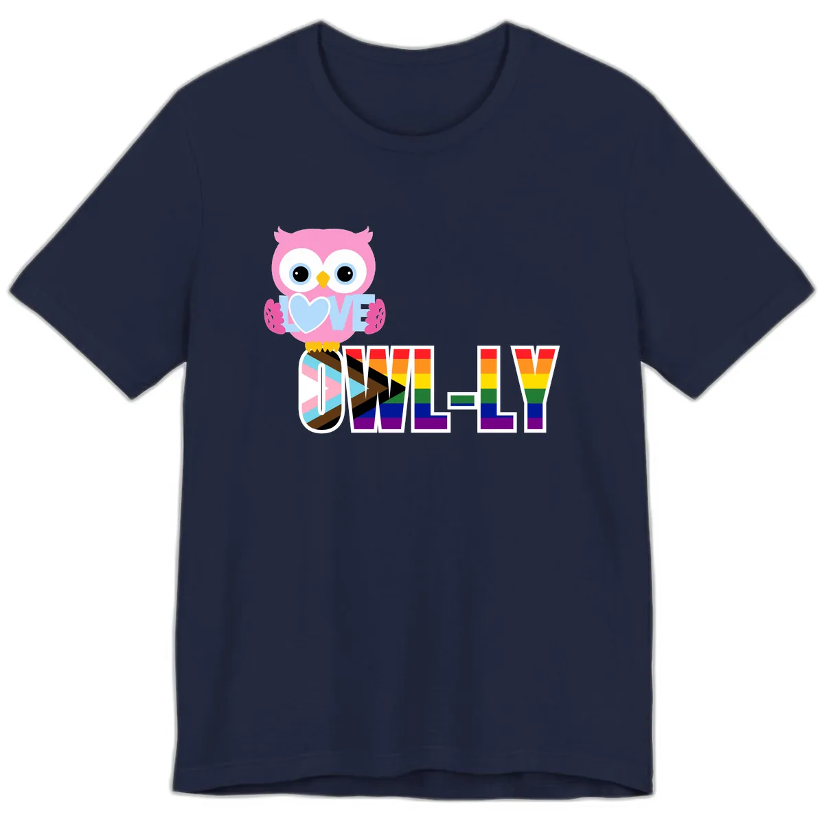 Owl Love Is Love Rainbow Pride Premium T-Shirt in Navy
