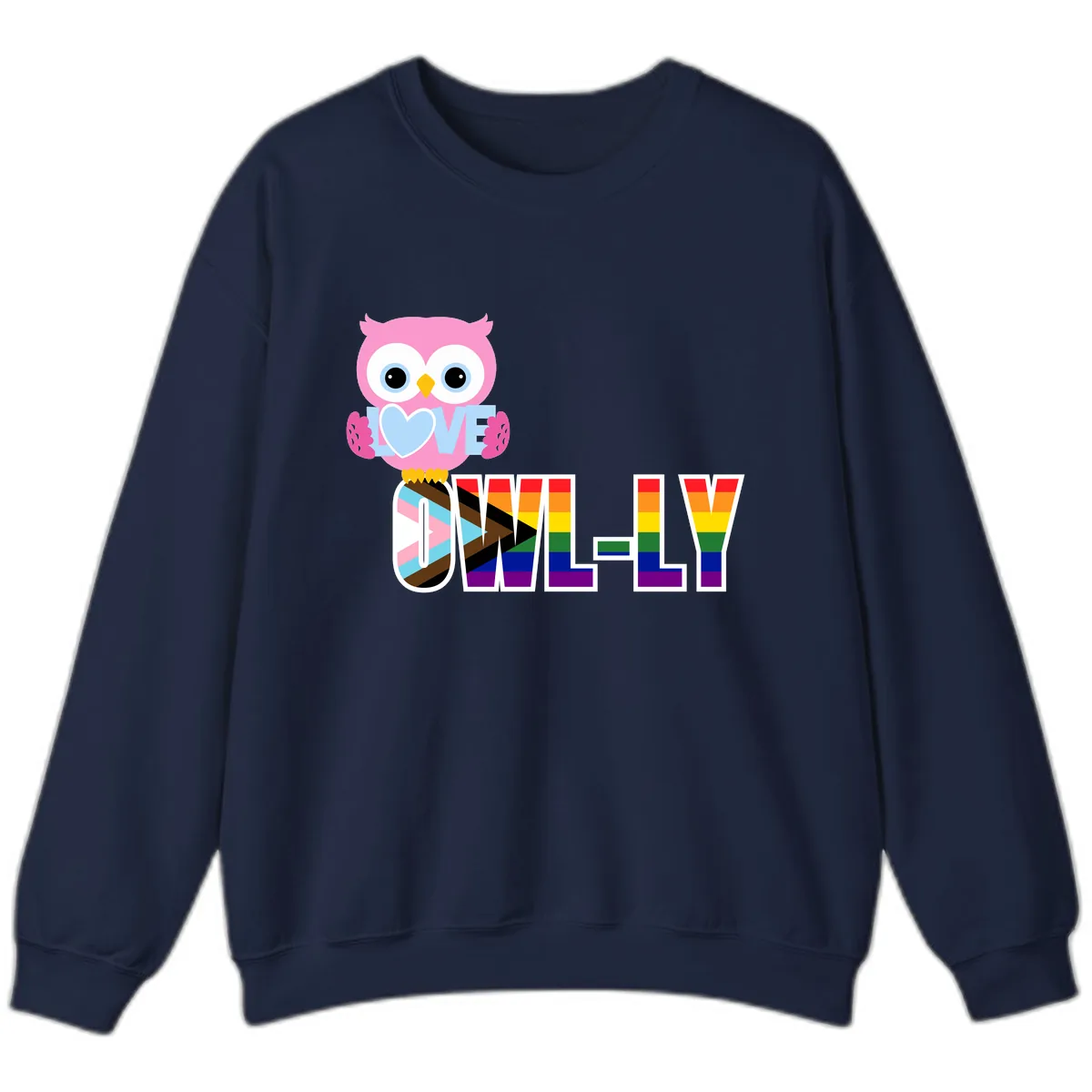Owl Love Is Love Rainbow Pride Sweatshirt in Navy