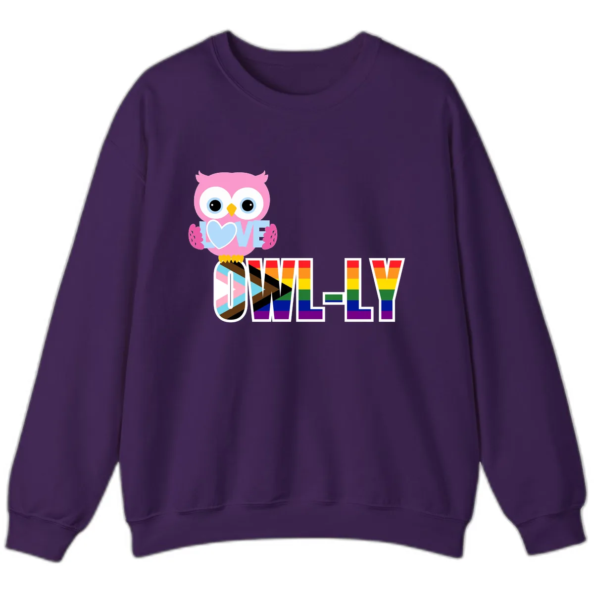 Owl Love Is Love Rainbow Pride Sweatshirt in Purple