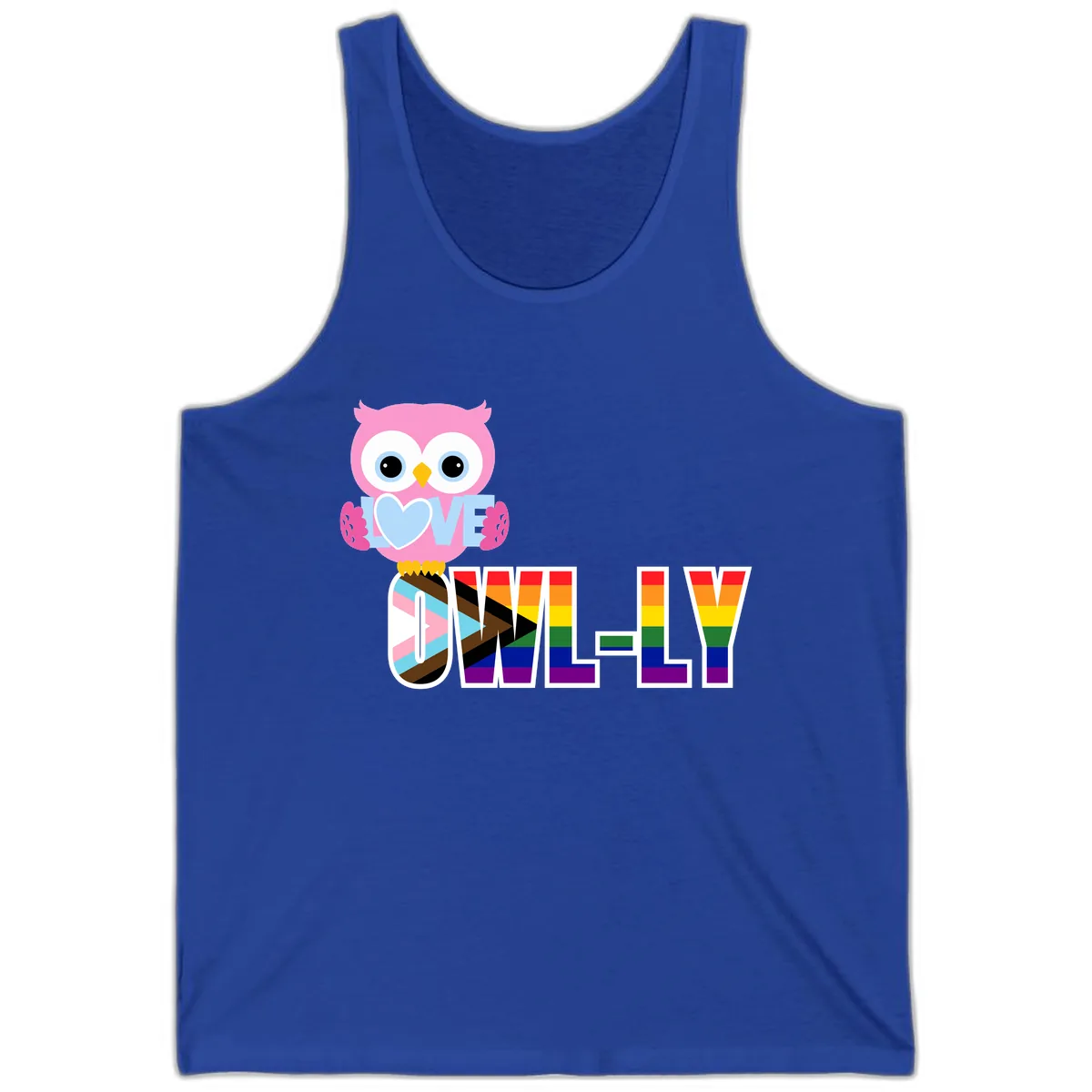 Owl Love Is Love Rainbow Pride Tank in True Royal
