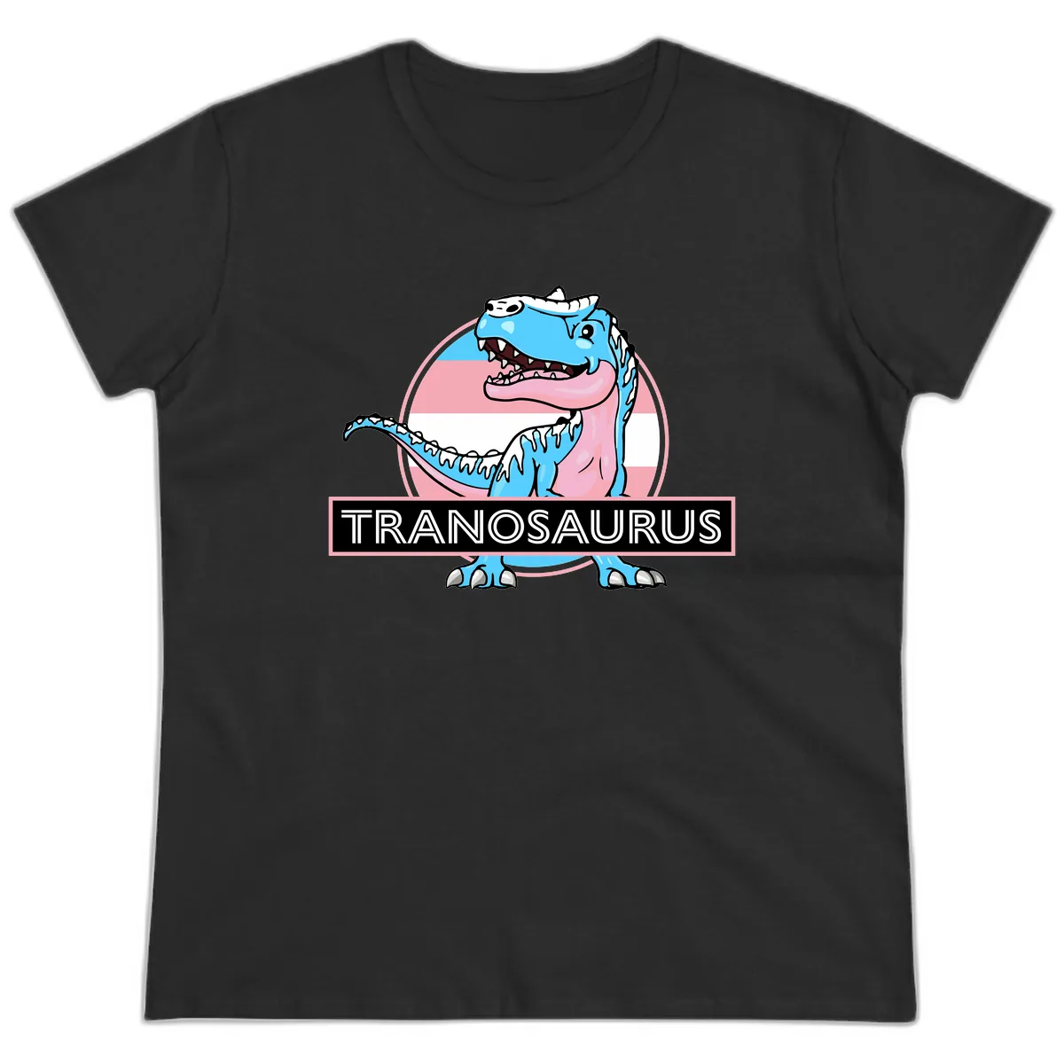 Tranosaurus Pride Dinosaur Ladies Tee in Black