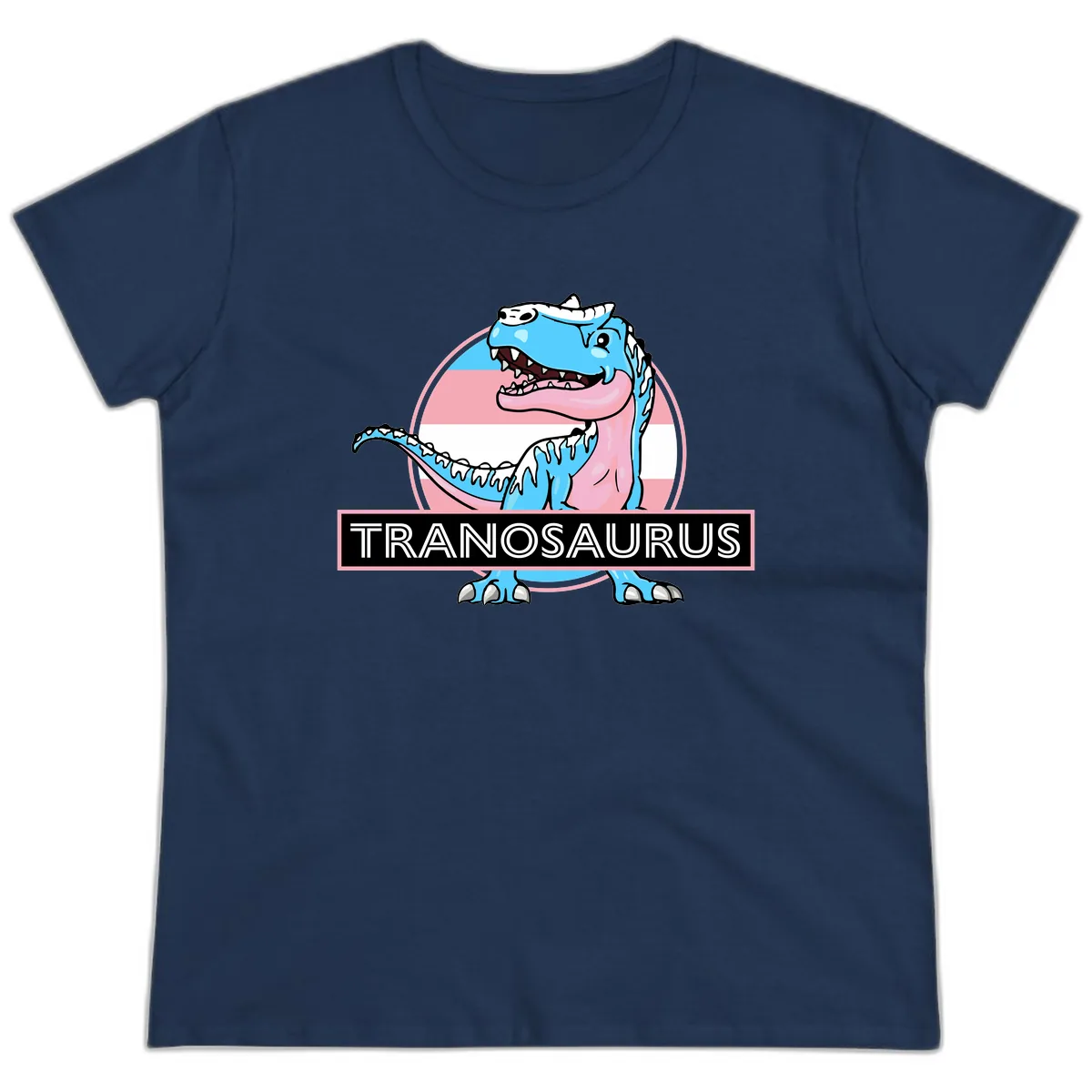 Tranosaurus Pride Dinosaur Ladies Tee in Navy