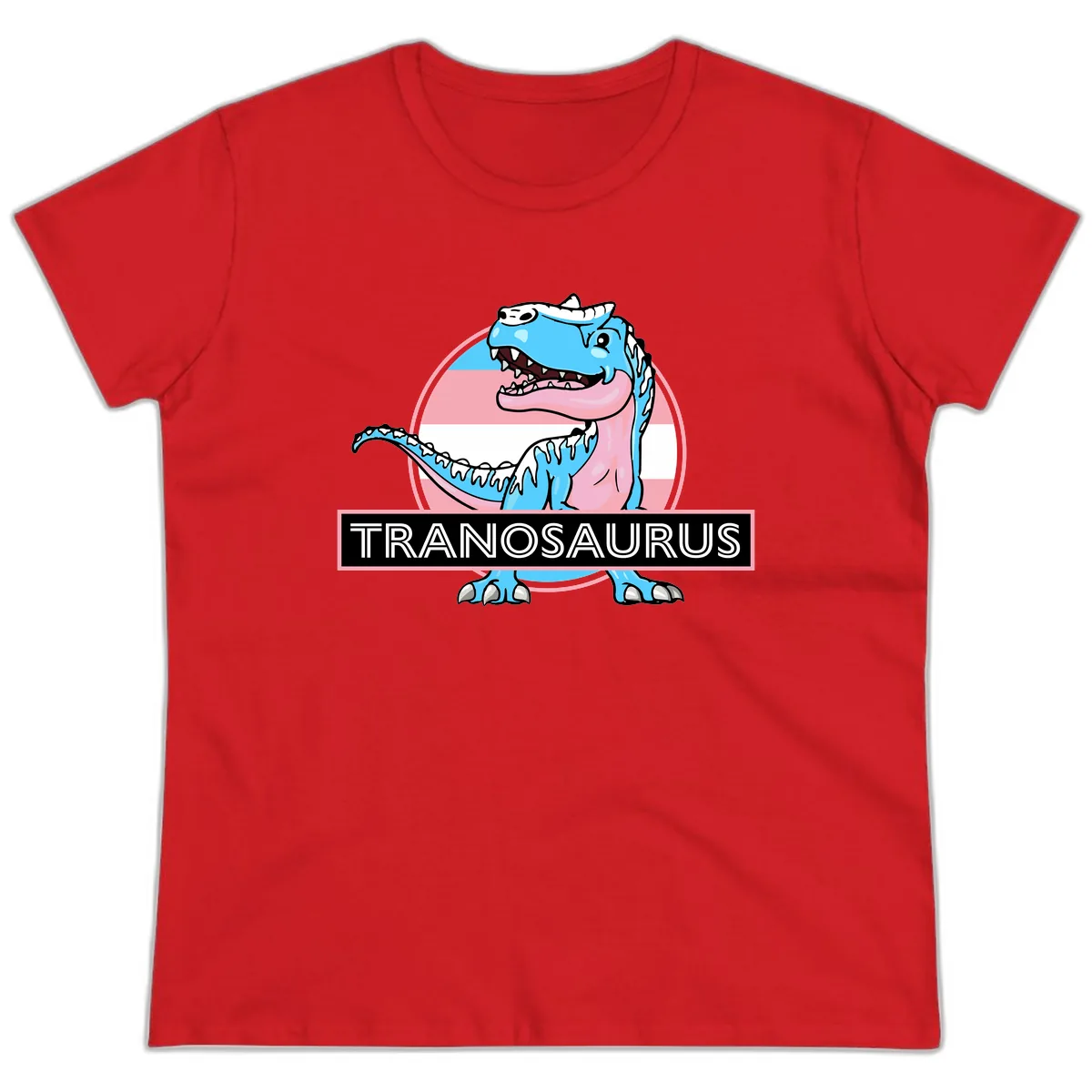 Tranosaurus Pride Dinosaur Ladies Tee in Red