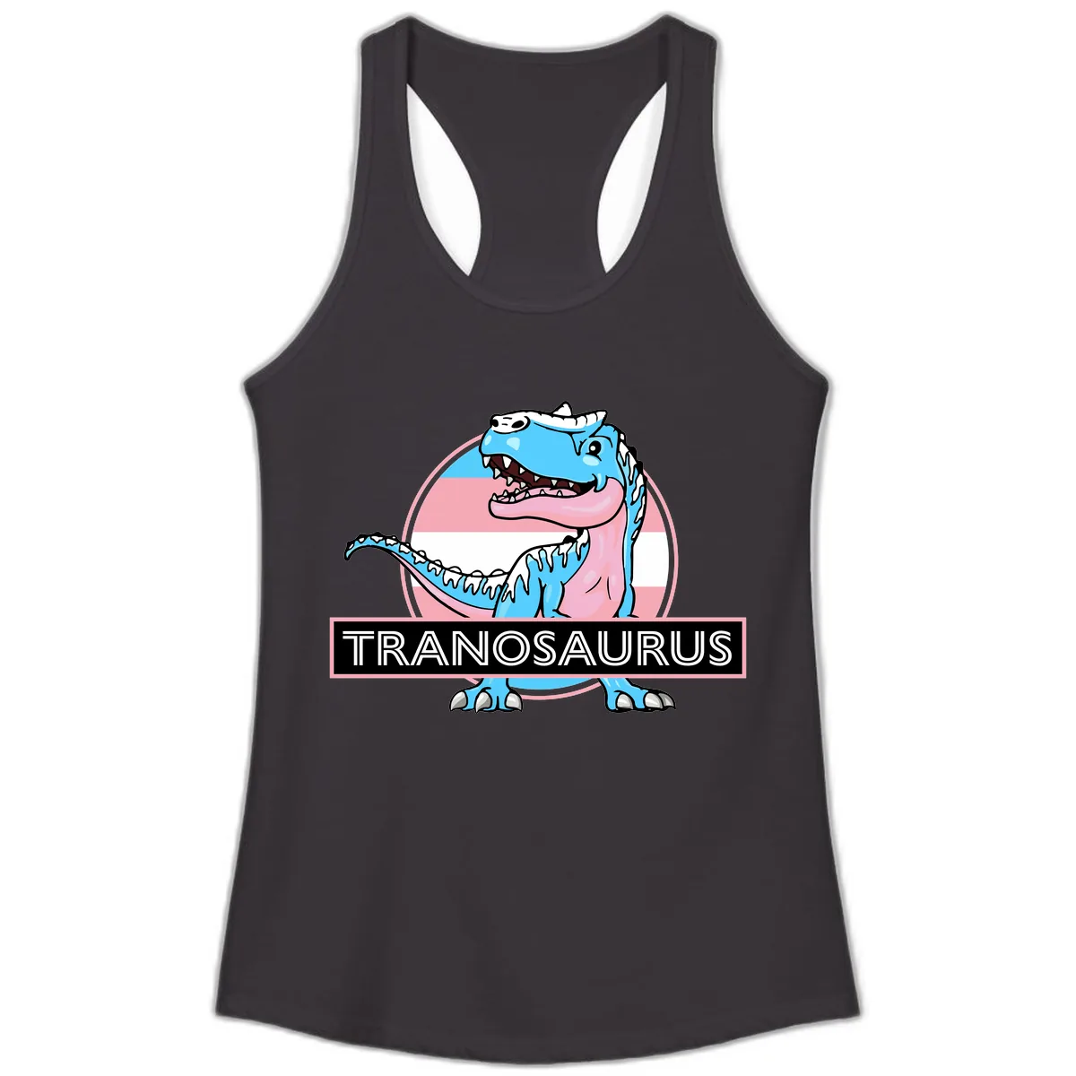 Tranosaurus Pride Dinosaur Ladies Tank in Black