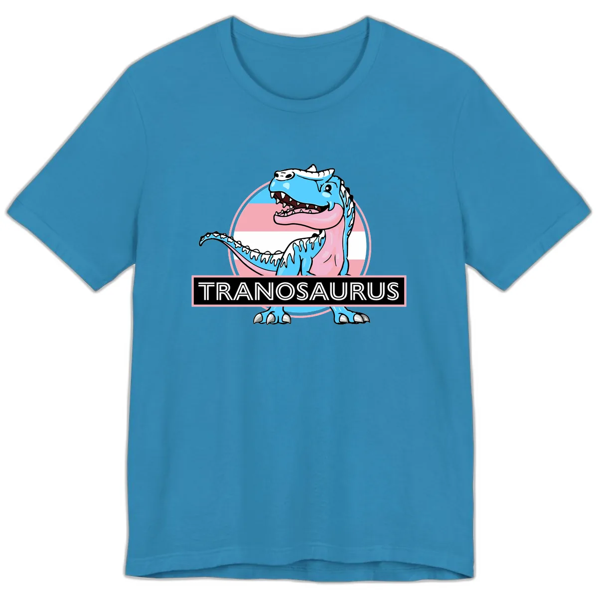 Tranosaurus Pride Dinosaur Premium T-Shirt in Aqua