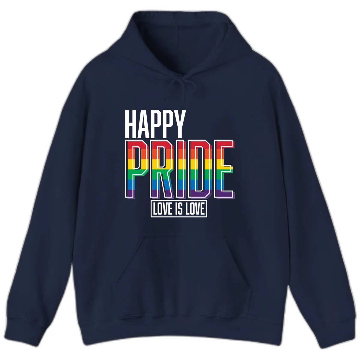 Happy Pride Love Is Love Hoodie in Navy