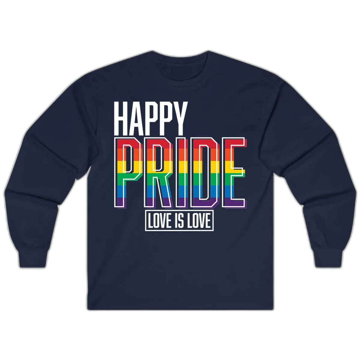 Happy Pride Love Is Love Long Sleeve in Navy