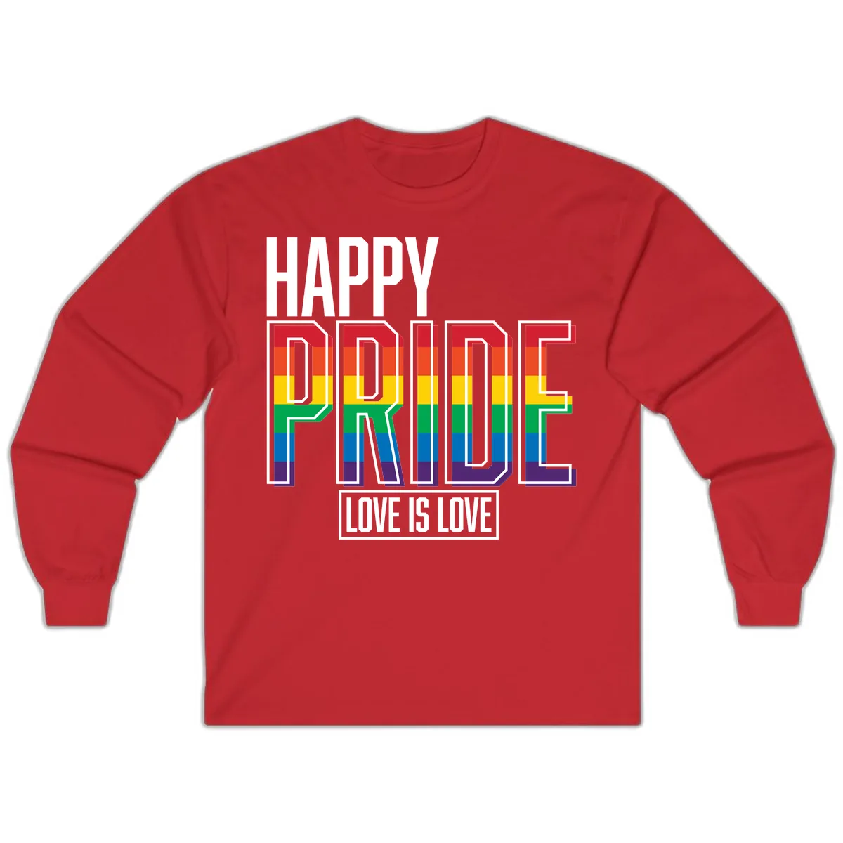 Happy Pride Love Is Love Long Sleeve in Red