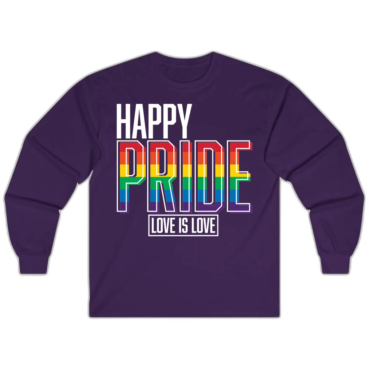 Happy Pride Love Is Love Long Sleeve in Purple