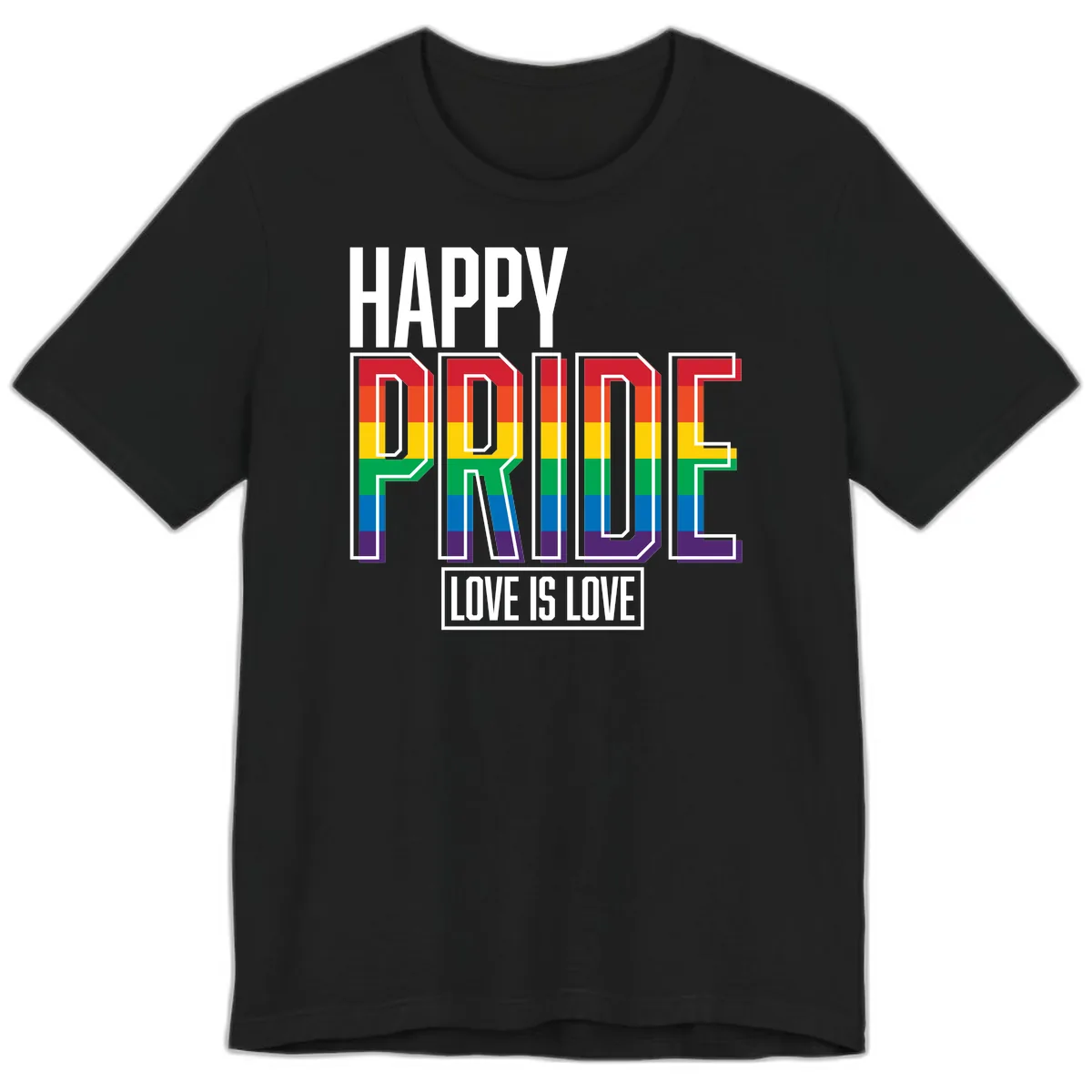 Happy Pride Love Is Love Premium T-Shirt in Black