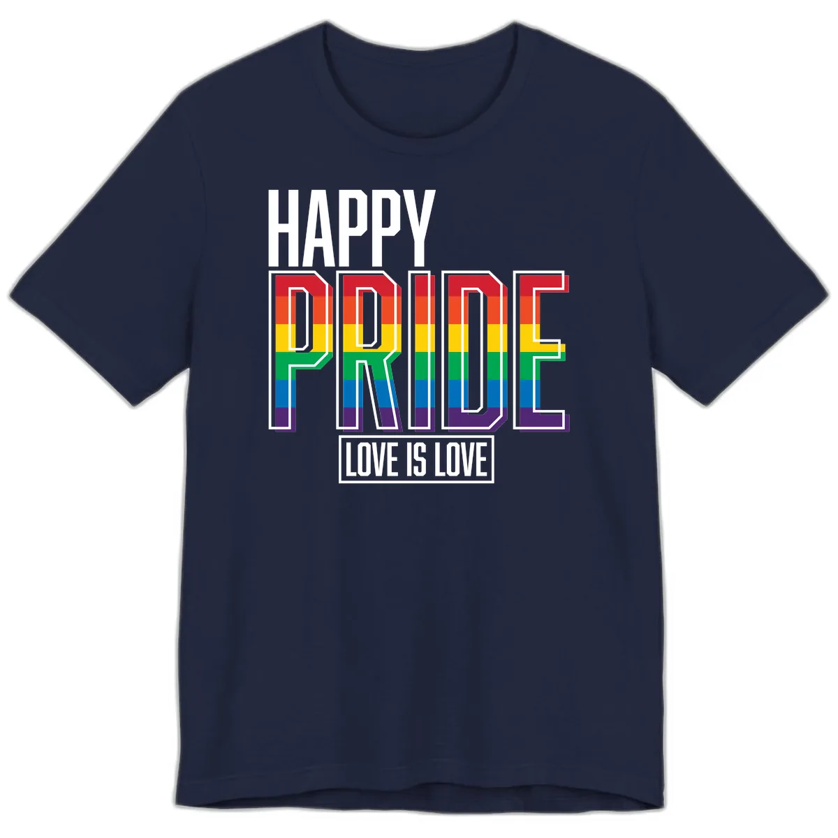 Happy Pride Love Is Love Premium T-Shirt in Navy
