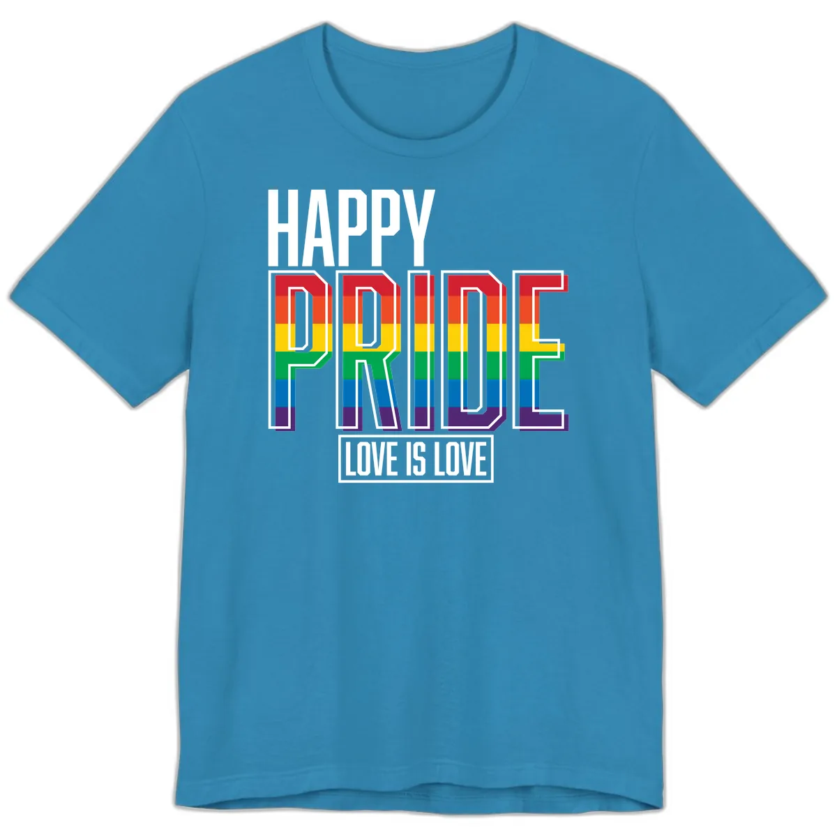 Happy Pride Love Is Love Premium T-Shirt in Aqua