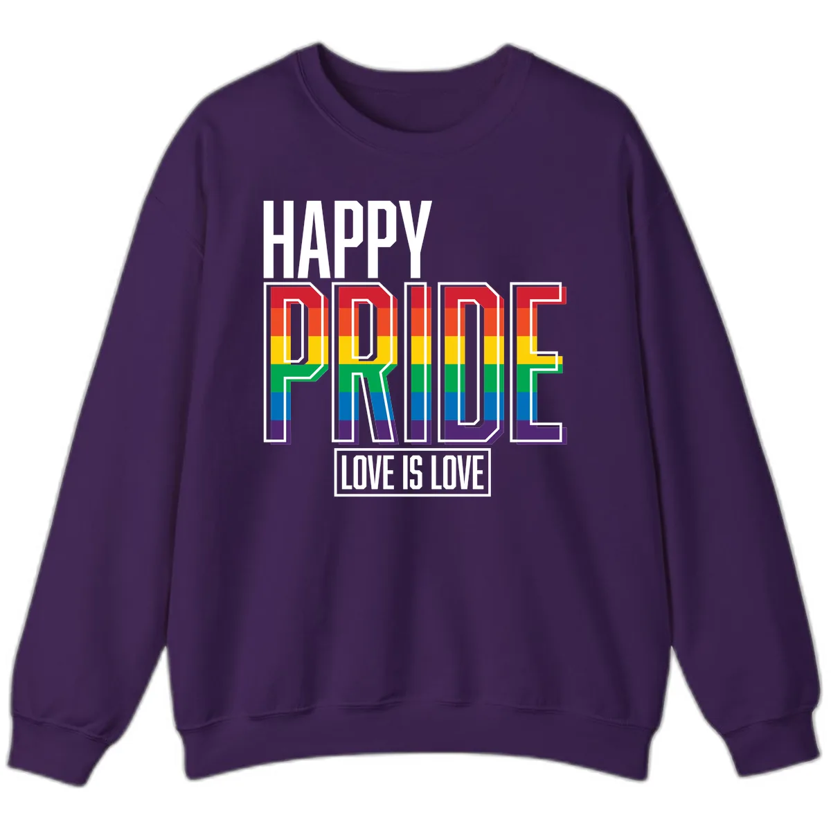 Happy Pride Love Is Love Sweatshirt in Purple