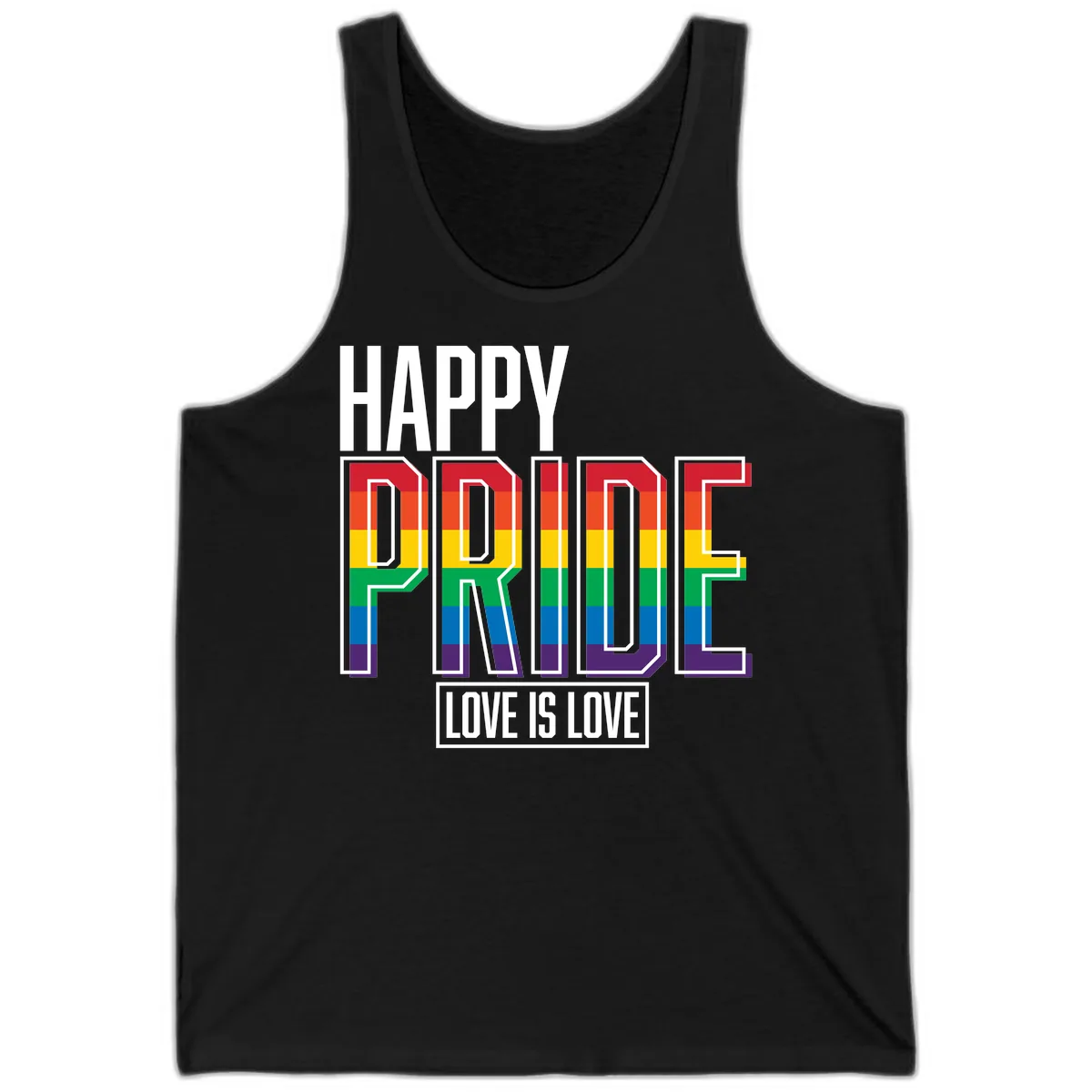 Happy Pride Love Is Love Tank in Black