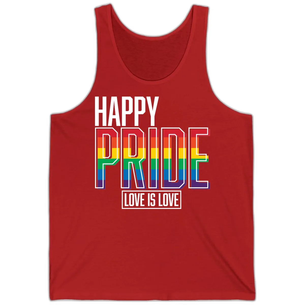 Happy Pride Love Is Love Tank in Red