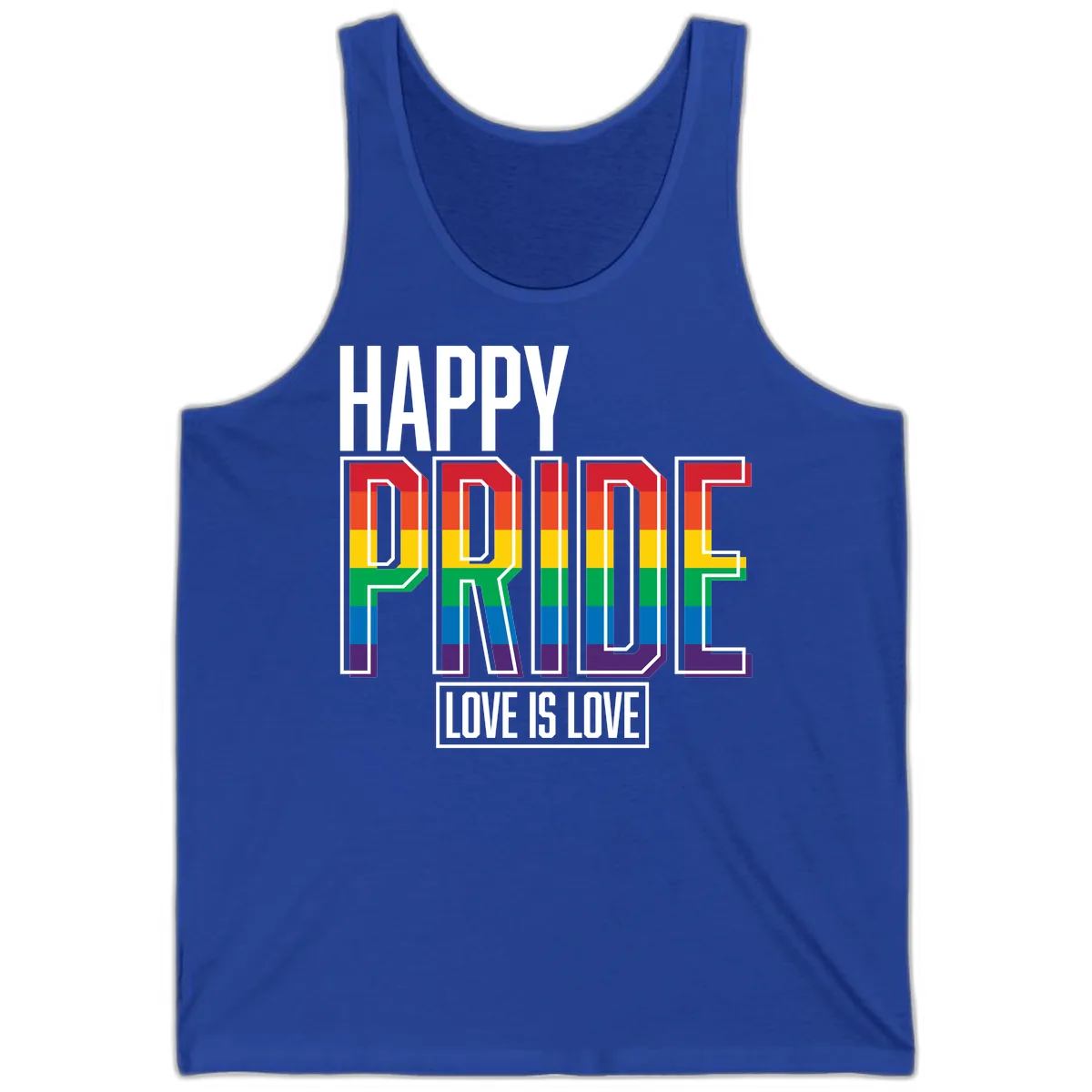 Happy Pride Love Is Love Tank in True Royal