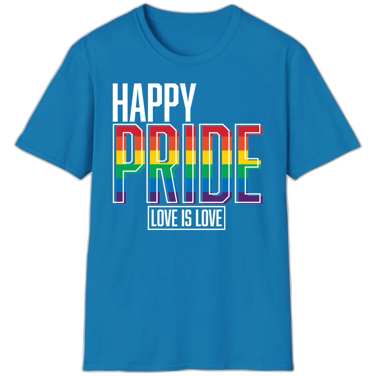 Happy Pride Love Is Love T-Shirt in Sapphire