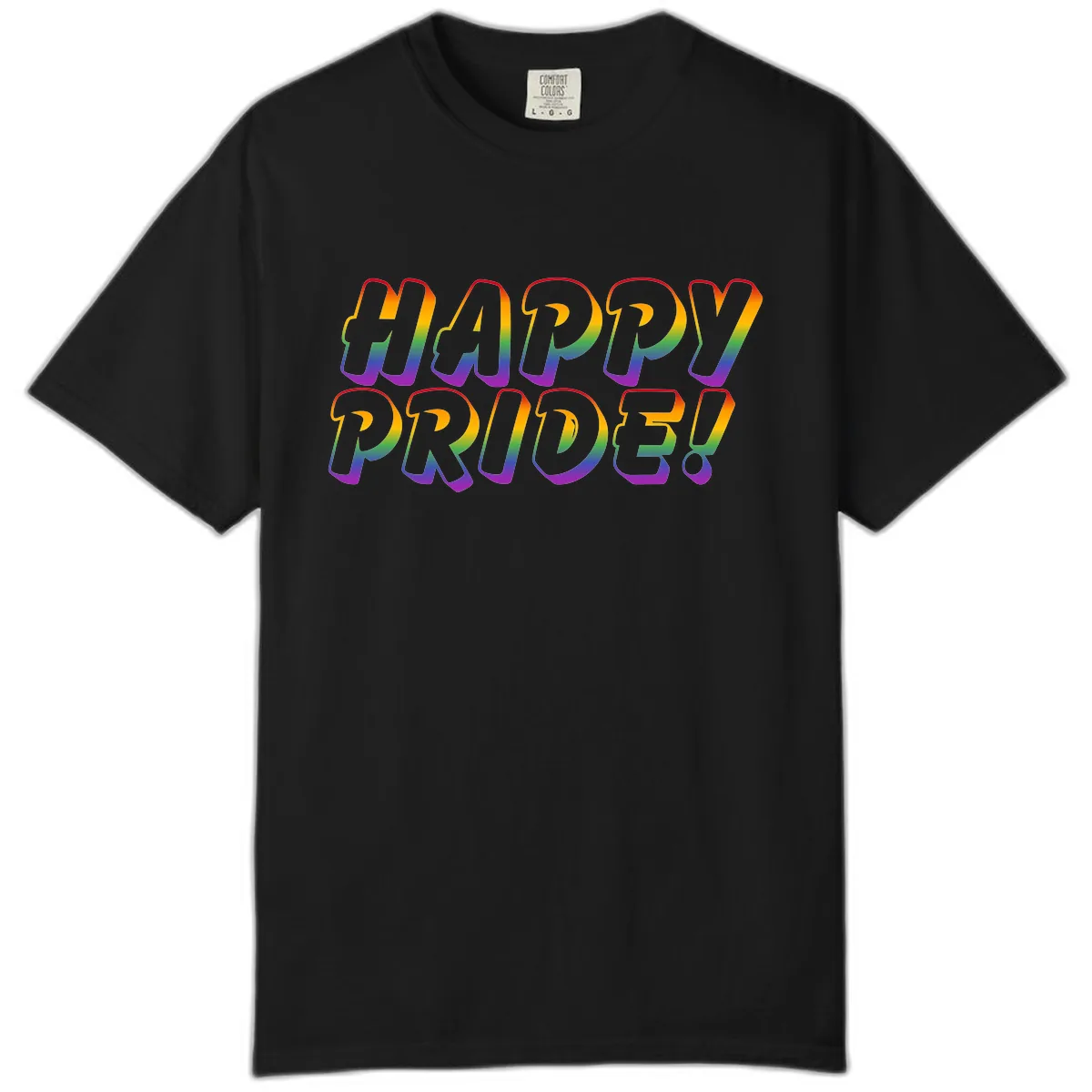 Happy Pride Rainbow Typography Comfort Color in Black