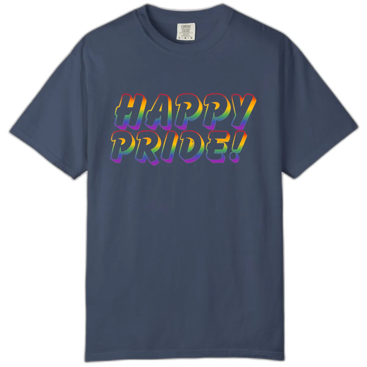Happy Pride Rainbow Typography Comfort Color in Midnight