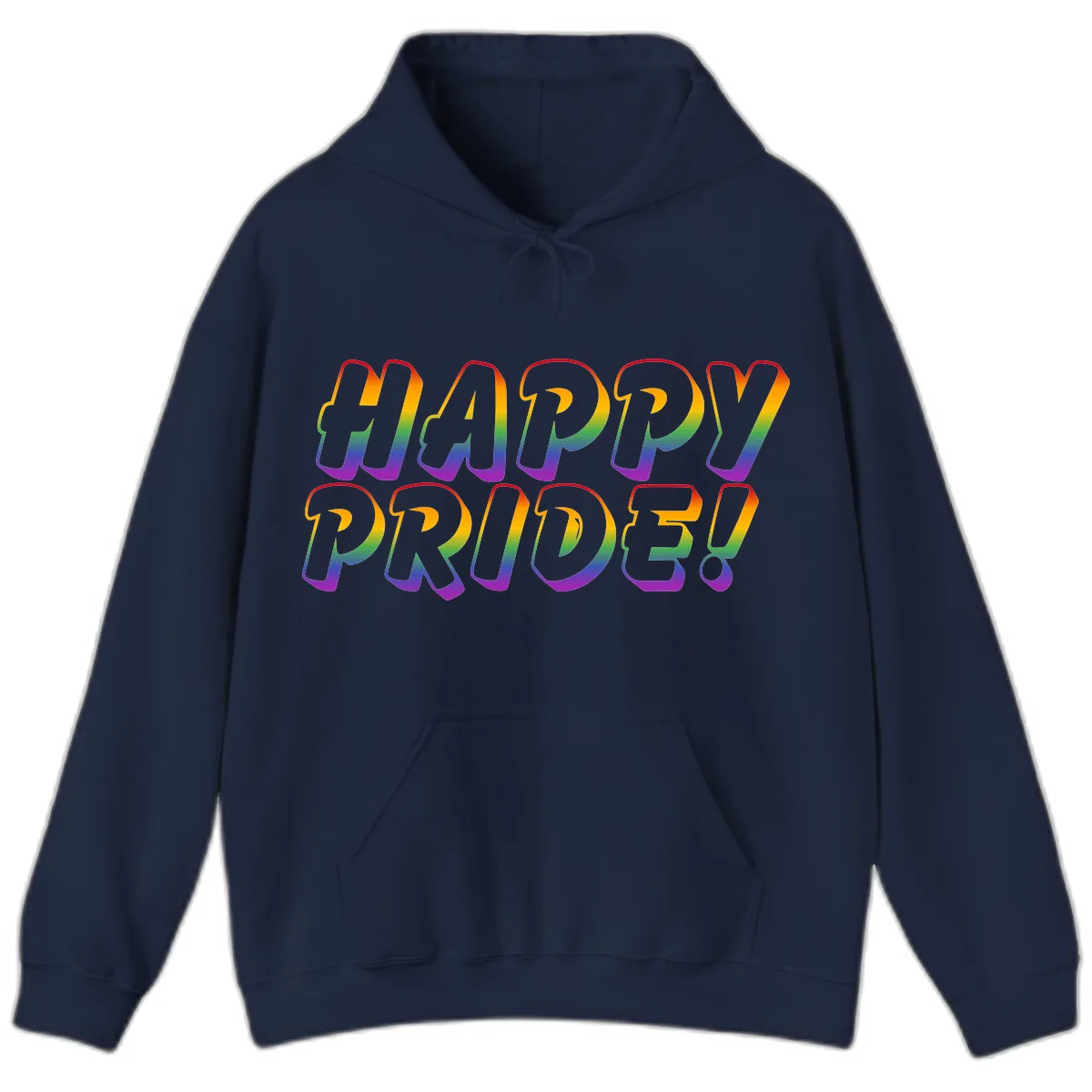 Happy Pride Rainbow Typography Hoodie in Navy