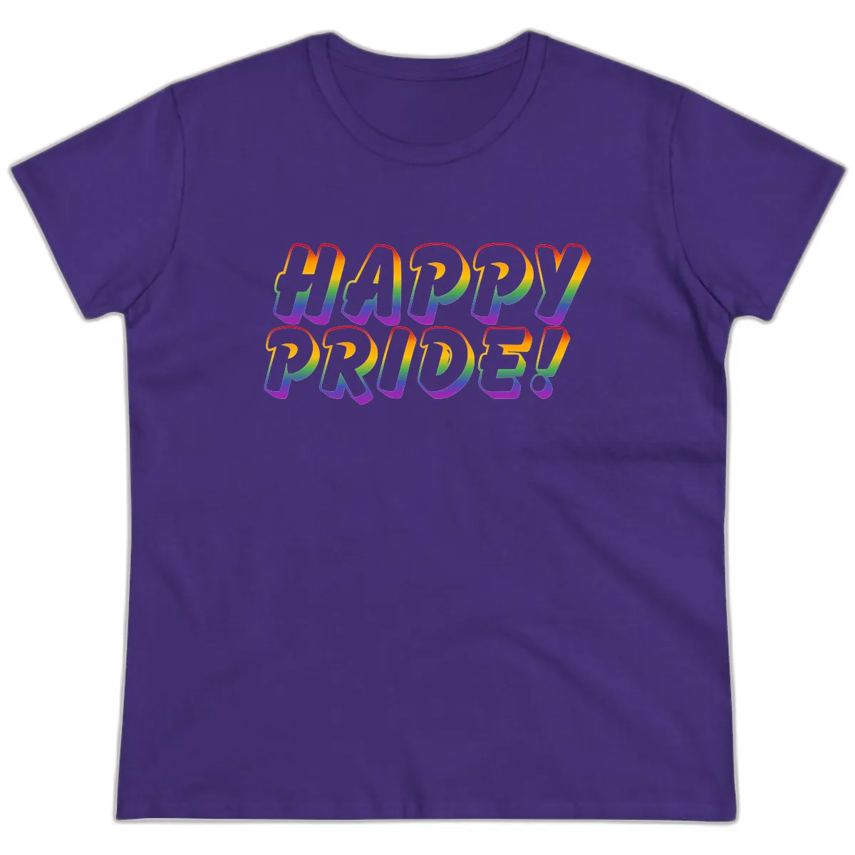 Happy Pride Rainbow Typography Ladies Tee in Purple