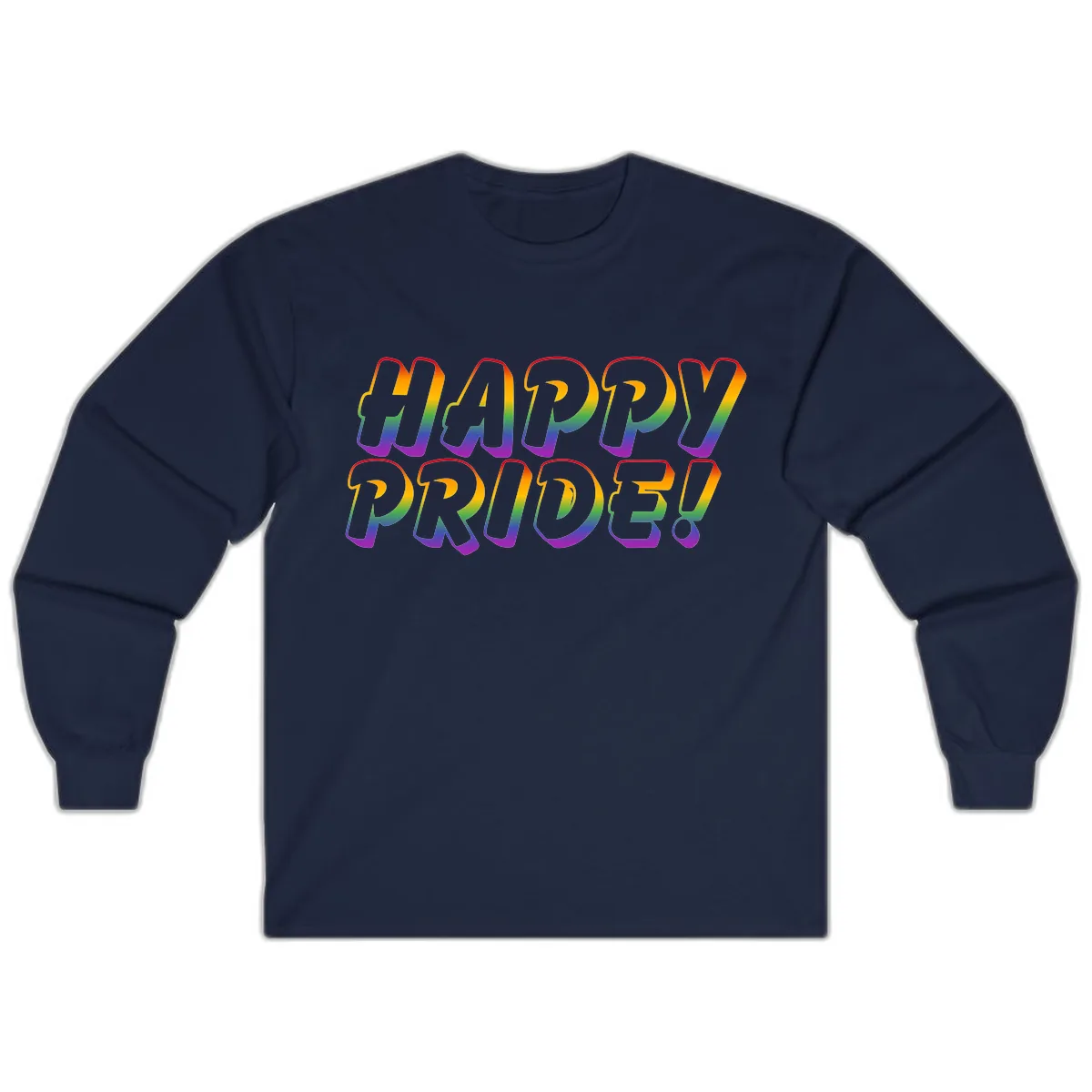 Happy Pride Rainbow Typography Long Sleeve in Navy