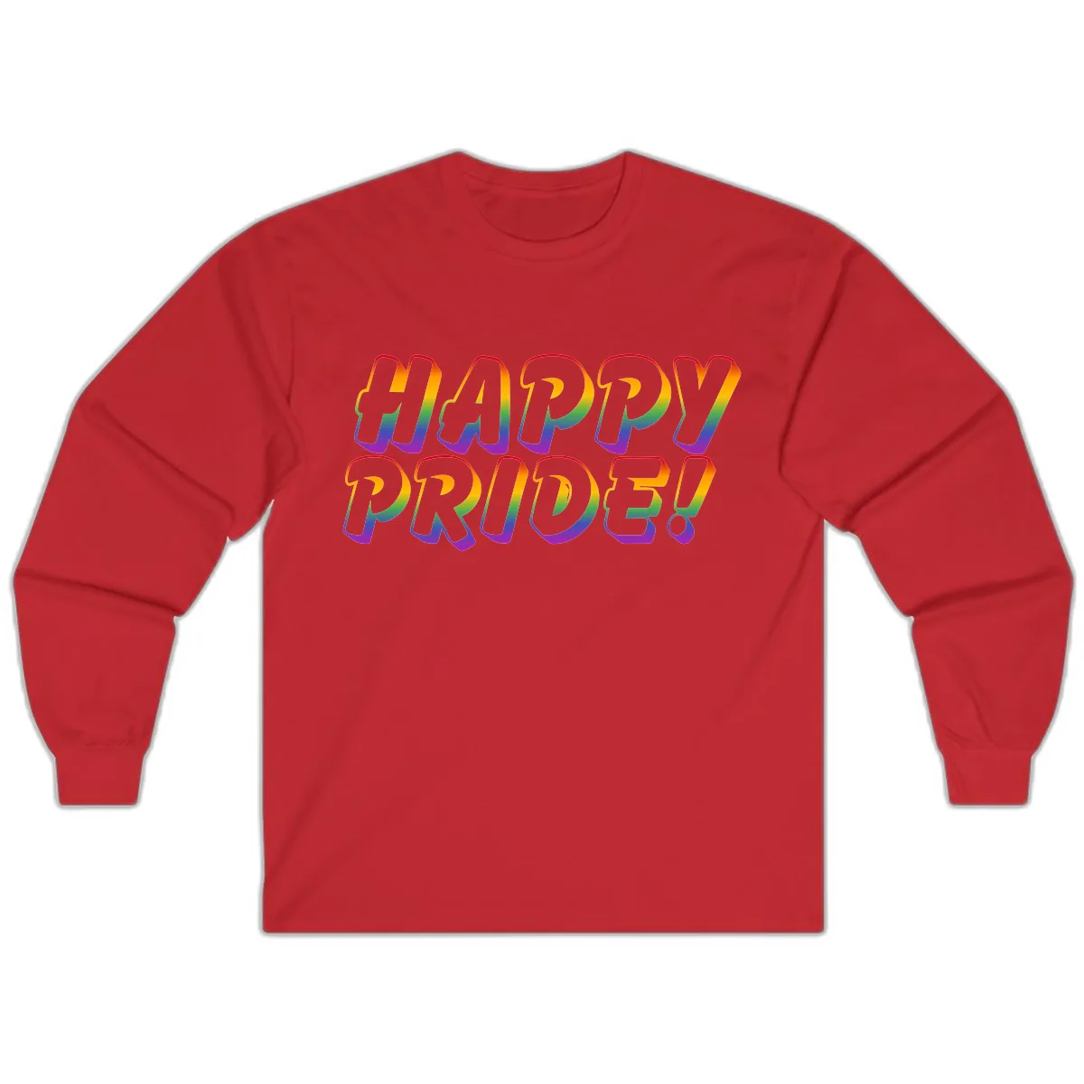 Happy Pride Rainbow Typography Long Sleeve in Red