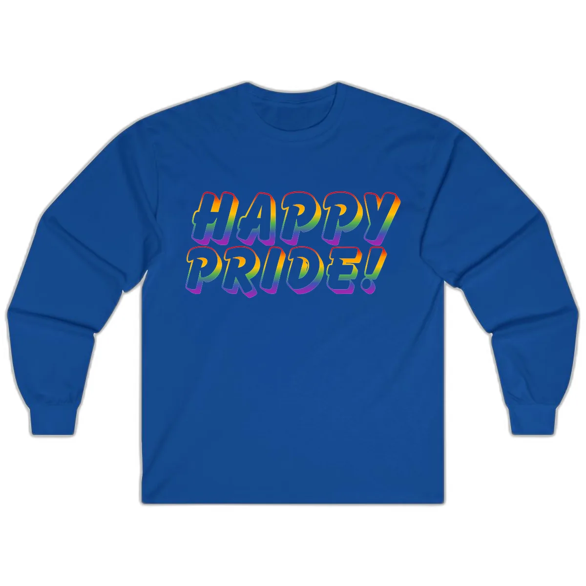 Happy Pride Rainbow Typography Long Sleeve in Royal
