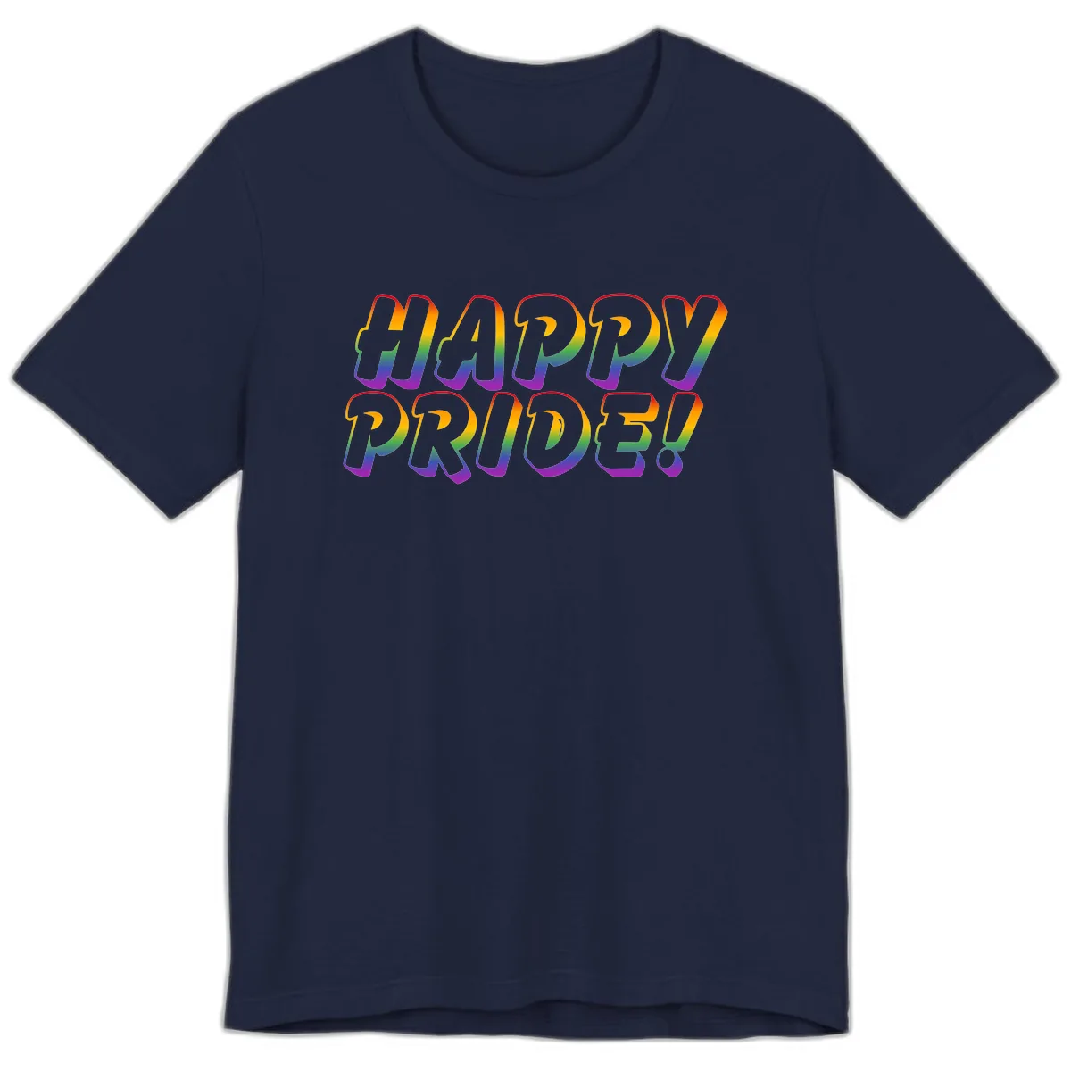 Happy Pride Rainbow Typography Premium T-Shirt in Navy