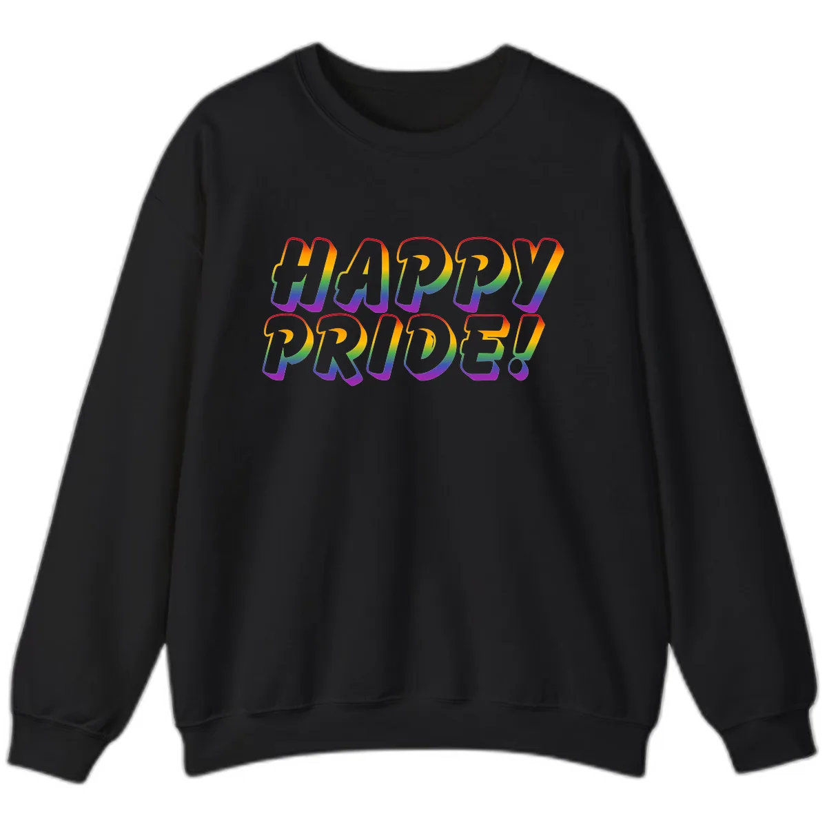 Happy Pride Rainbow Typography Sweatshirt in Black