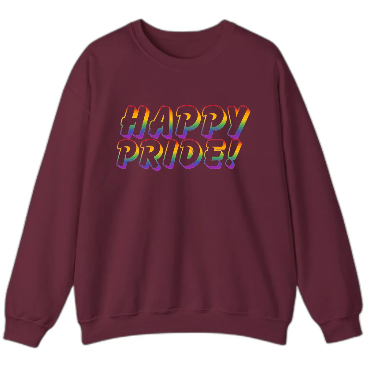 Happy Pride Rainbow Typography Sweatshirt in Maroon