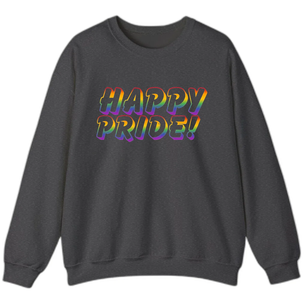 Happy Pride Rainbow Typography Sweatshirt in Dark Heather