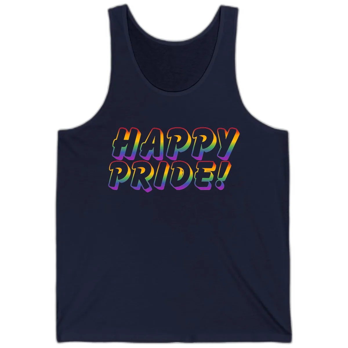 Happy Pride Rainbow Typography Tank in Navy