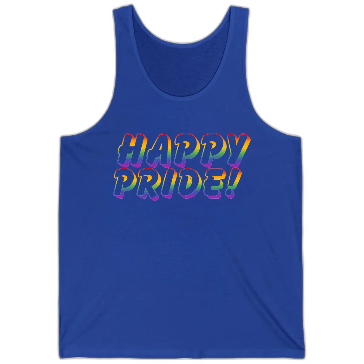 Happy Pride Rainbow Typography Tank in True Royal